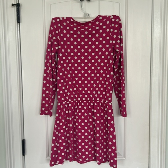 Lands End dress w pockets and polka dots pink and white size Medium - Picture 3 of 3